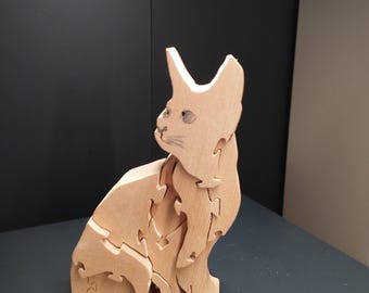 Zirbenholz Puzzle Katze