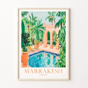 Marrakesh Travel Print | Morocco Travel Illustration Wall Art | Morocco Poster | Gouache Travel Art Print | Travel Poster Wall Art