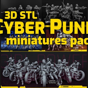 CYBER PUNK Miniatures Pack | 3D STL Miniatures | Stl pack | Stl Miniatures