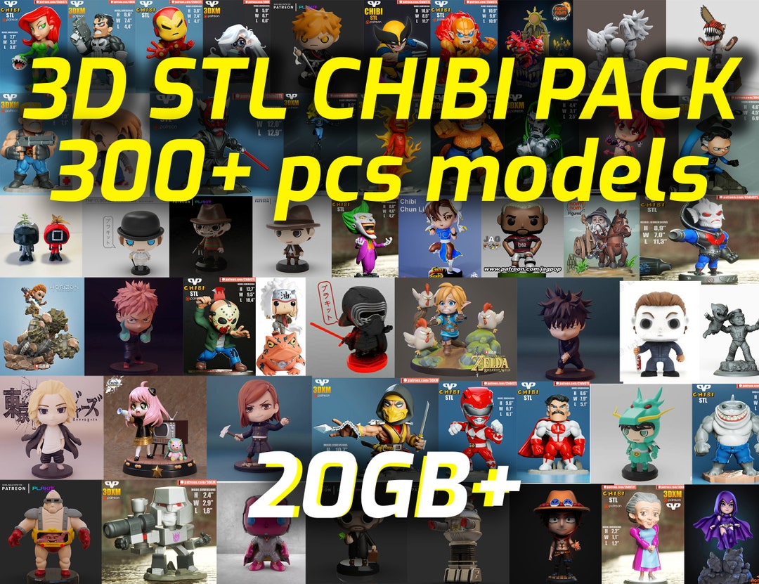 3D STL Chibi Pack 300 Pcs Bundle Bestseller Models 20GB - Etsy New Zealand