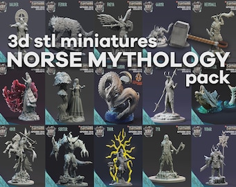 Norse Mythology Miniatures Pack | Stl File | Miniatures | Stl pack |stl | 3D Print File STL File