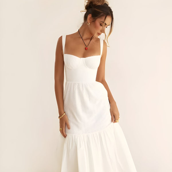 White Dress For Graduation Ceremony Classy Formal Attire Sophisticated Celebration Dress Perfect for Spring Ceremonies & Celebrations