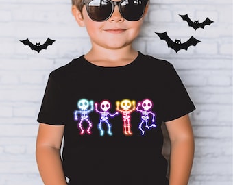 Halloween Neon Skeleton Shirt, Boys Halloween Shirt,Kids Halloween Tee,Skull Neon Halloween Shirt,Girls Halloween Tee,Skeleton Halloween Tee