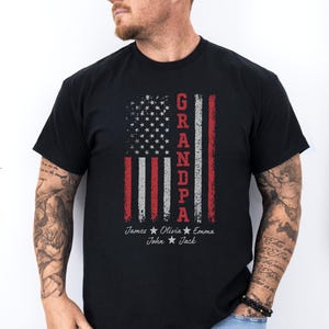 Personalized Grandpa Shirt With Grandkids Names,Custom Grandpa Shirt,American Flag Grandpa Tee,Grandpa Shirt,Father&#39;s Day Shirt,Grandpa Gift