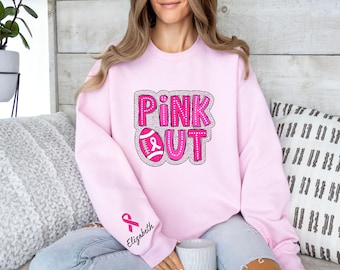 Pink Out Football Sweatshirt,Personalized Breast Cancer Sweater,Breast Cancer Sweatshirt,Breast Cancer Awareness,Tackle Breast Cancer Hoodie