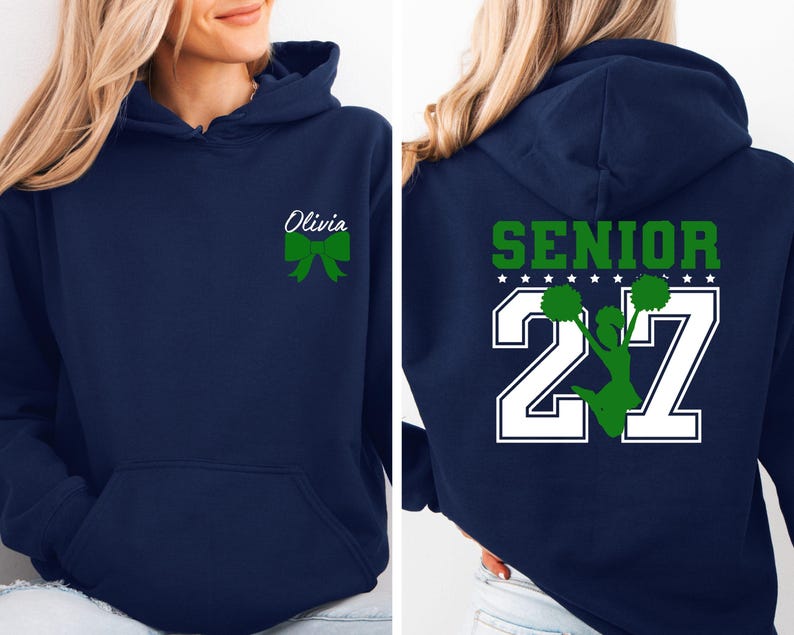 Senior 2027 Cheer Sweatshirt, Custom Senior 2027 Sweater, Graduation 2027 Hoodie,Senior Cheer Gift,Custom Name Graduation Gift,Class Of 27 image 8