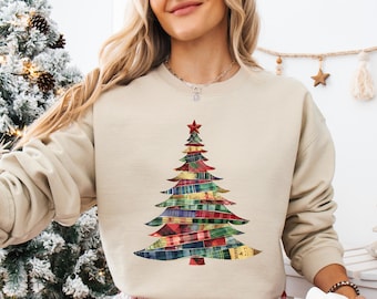Plaid Patch Christmas Tree Sweatshirt