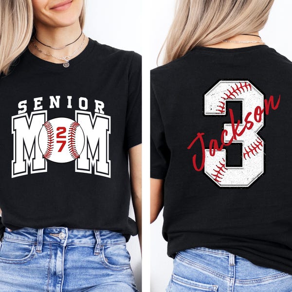 Senior Baseball Mom T-Shirt, Custom Senior Baseball Mom Shirt,Personalized Baseball Gift for Mom, Baseball Mom Gift,Senior Class of 2027 Tee