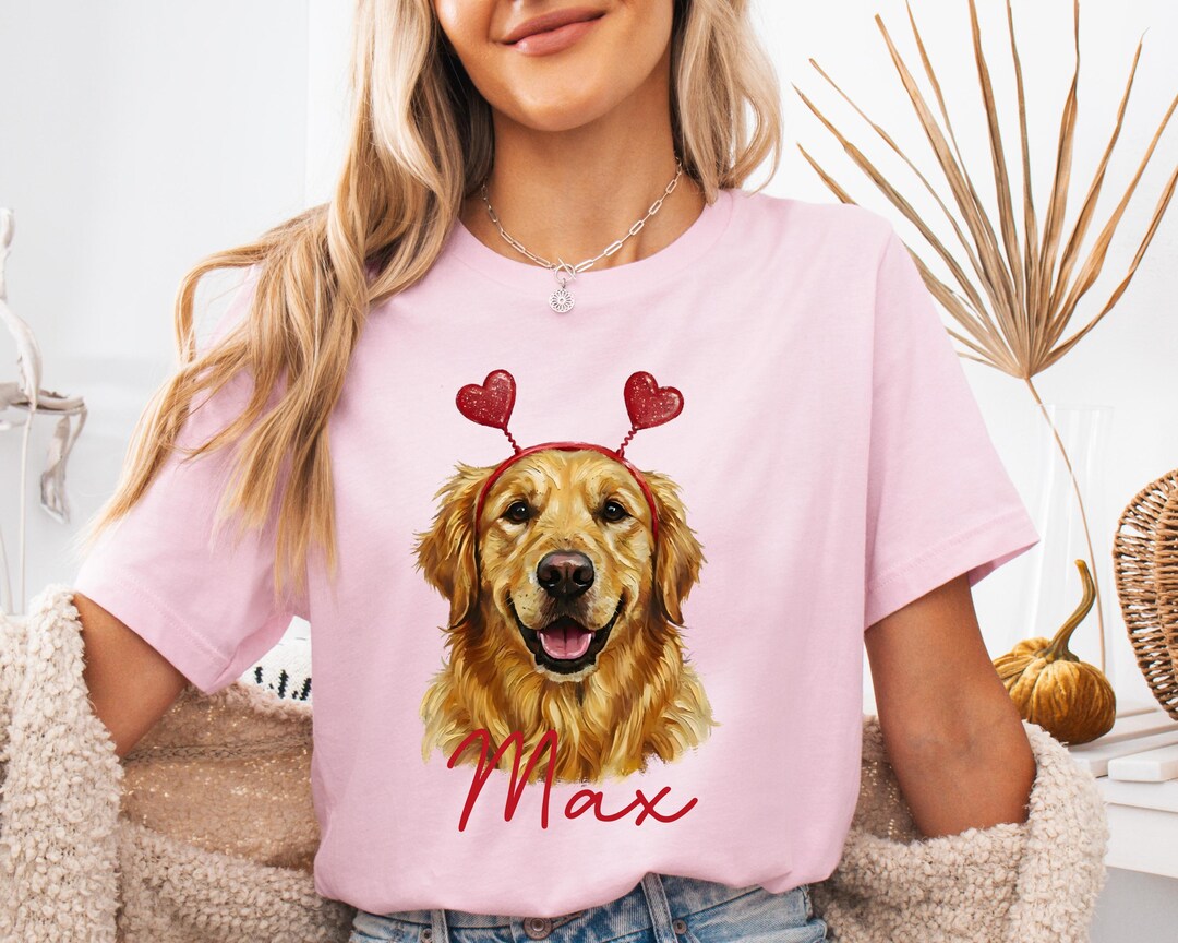 Custom Golden Retriever T-shirt, Golden Retriever Valentines Day Tee ...