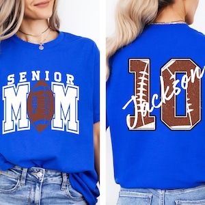 Senior Football Mom Shirt, Personalized Football Mom,Football Mom Shirt With Kids Name and Number,Senior Mom 2027 Football Tee,Class of 2027 image 4