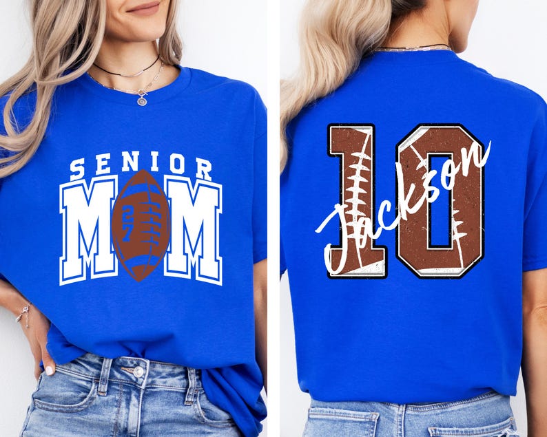 Senior Football Mom Shirt, Personalized Football Mom,Football Mom Shirt With Kids Name and Number,Senior Mom 2027 Football Tee,Class of 2027 image 4