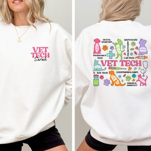 Custom Vet Tech Sweatshirt, Vet Tech Sweater, Personalized Vet Gifts, Retro Vet Tech Hoodie, Animal Doctor Gift, Gift For Veterinarian