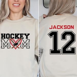 Hockey Mom Sweatshirt, Hockey Mom Hoodie, Personalized Hockey Hoodie ,Hockey Sweater for Mom,  Hockey Number and Name Hoodie,Hockey Mom Gift