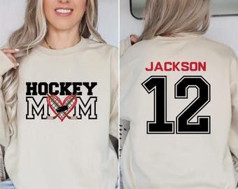 Hockey Mom Sweatshirt, Hockey Mom Hoodie, Personalized Hockey Hoodie ,Hockey Sweater for Mom,  Hockey Number and Name Hoodie,Hockey Mom Gift