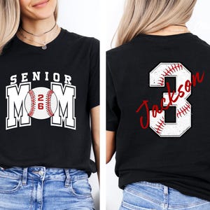 Senior Baseball Mom T-Shirt, Custom Senior Baseball Mom Shirt,Personalized Baseball Gift for Mom, Baseball Mom Gift,Senior Class of 2026 Tee image 1