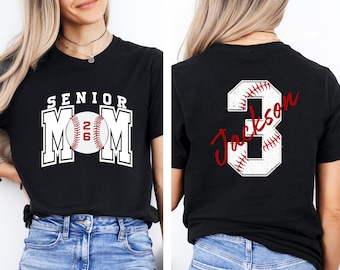 Senior Baseball Mom T-Shirt, Custom Senior Baseball Mom Shirt,Personalized Baseball Gift for Mom, Baseball Mom Gift,Senior Class of 2026 Tee