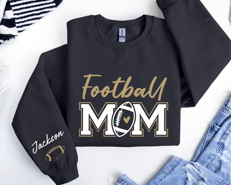 Football Mom Sweatshirt,Personalized Football Mom Sweater,Football Mom Sweater With Kids Name ,Football Mom Hoodie,Cute Football Mom Sweater image 8