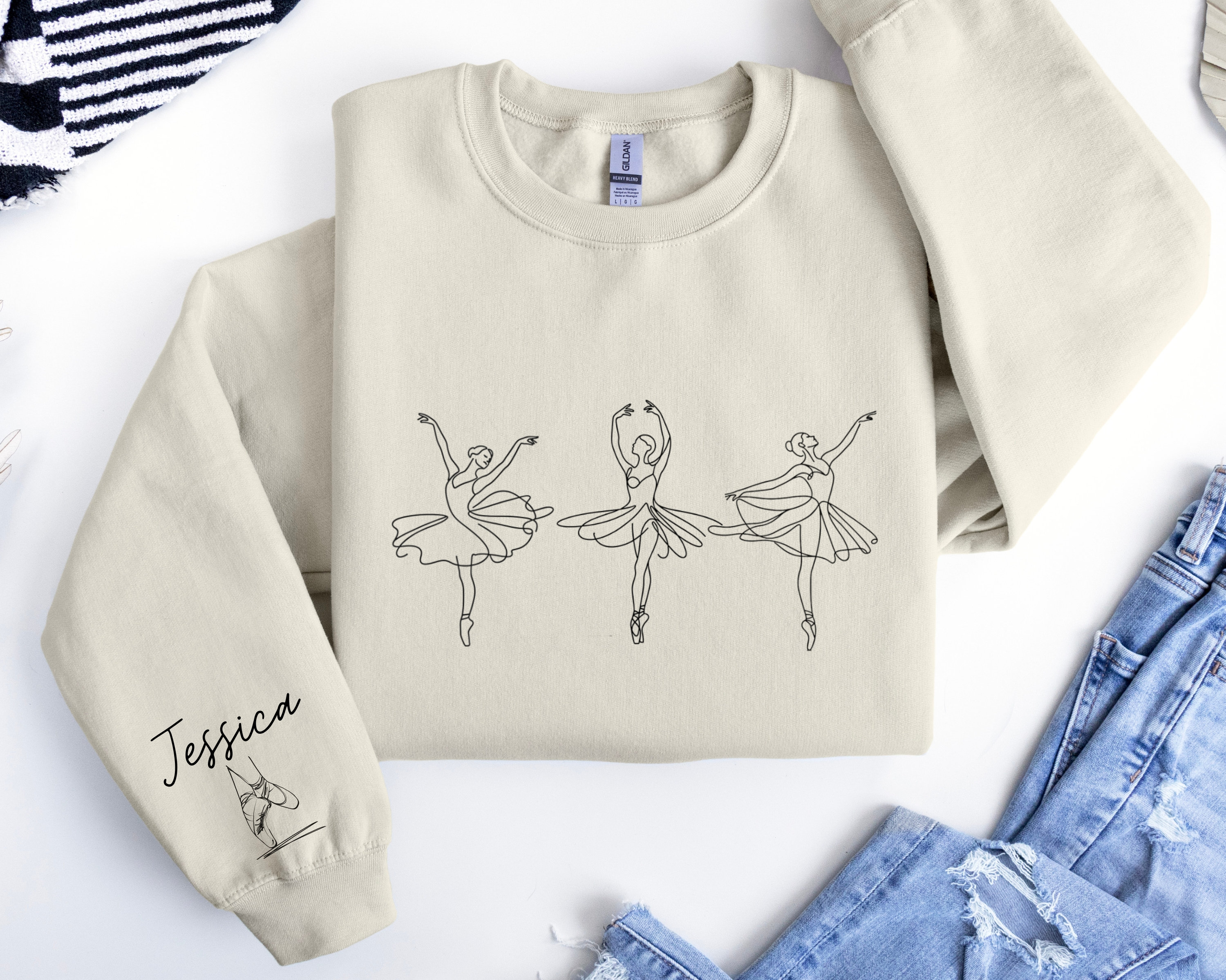 Personalized Name Ballet Sweatshirt, Custom Ballerina T-Shirt, Ballerina Tee, Dance Teacher Gift, Dance Mom Crewneck, Gift for Dancer