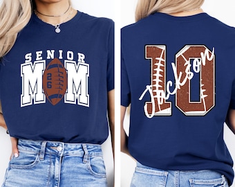 Senior Football Mom Shirt, Personalized Football Mom Tee,Football Mom Shirt With Kids Name and Number,Senior Mom Football Tee,Class of 2026