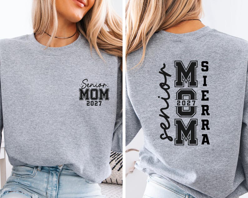 Sudadera Senior Mom 2027, Suéter personalizado para mamá de graduación 2027, Regalo de graduación para graduados, Conjunto a juego para la familia Senior Mom 2027, Sudadera de cuello redondo Clase del 27 imagen 6