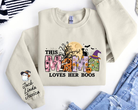 Personalized Halloween Mama Sweatshirt ,Spooky Mama Sweatshirt, Halloween Mom Hoodie, Halloween Gift for Mama, Custom Halloween Spooky Mama