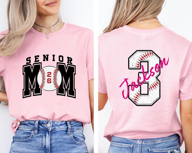 Senior Baseball Mom T-Shirt, Custom Senior Baseball Mom Shirt,Personalized Baseball Gift for Mom, Baseball Mom Gift,Senior Class of 2026 Tee image 7