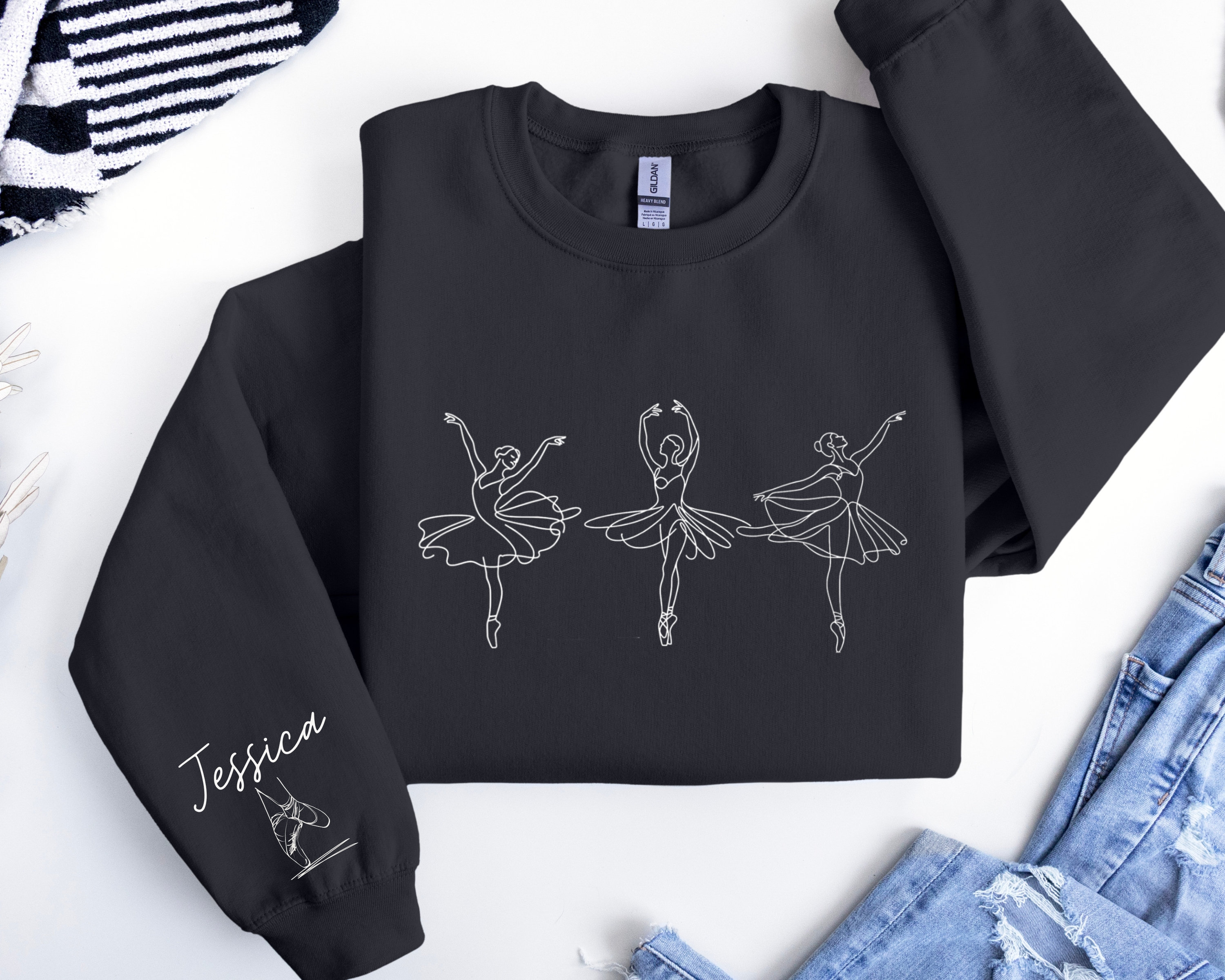 Personalized Name Ballet Sweatshirt, Custom Ballerina T-Shirt, Ballerina Tee, Dance Teacher Gift, Dance Mom Crewneck, Gift for Dancer