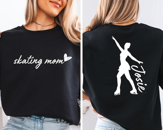 Personalized Skating Mom Sweatshirt with Kid Name, Skating Mom Gift,Figure Skater Mom ,Custom Ice Skating Mom Crewneck,Figure Skating Hoodie