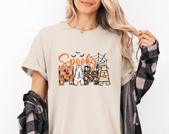 Mama Halloween Shirt, Spooky Mama T-Shirt, Halloween Mom Shirt, Halloween Gift for Mama,Funny Mama Shirt,Halloween Shirt,Halloween Party Tee