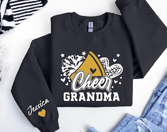 Cheer Grandma Sweatshirt, Custom Cheer Crewneck,Custom Cheer Aunt Sweater,Cheer Sister Sweater, Cheer Mimi Gift,Cheer Aunt with Name Sweater