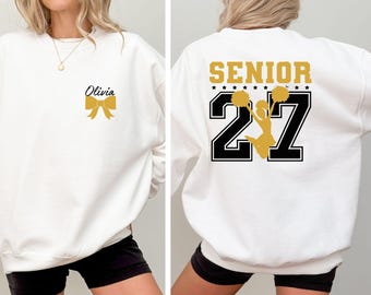 Senior 2027 Cheer Sweatshirt, Custom Senior 2027 Sweater, Graduation 2027 Hoodie,Senior Cheer Gift,Custom Name Graduation Gift,Class Of 27