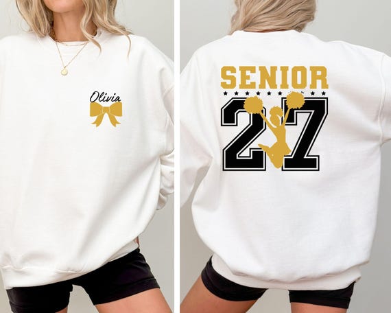 Senior 2027 Cheer Sweatshirt, Custom Senior 2027 Sweater, Graduation 2027 Hoodie,Senior Cheer Gift,Custom Name Graduation Gift,Class Of 27