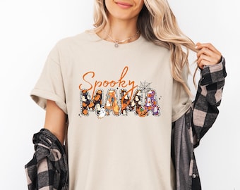 Spooky Mama T-Shirt, Mama Halloween Shirt, Halloween Mom Shirt,Halloween Gift for Mama,Spooky Mama Shirt,Halloween Shirt,Halloween Party Tee