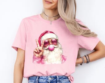 Funny Santa Shirt, Santa Christmas Shirt, Funny Christmas T-Shirt, Pink Christmas Santa Tee, Funny Santa Christmas Shirt