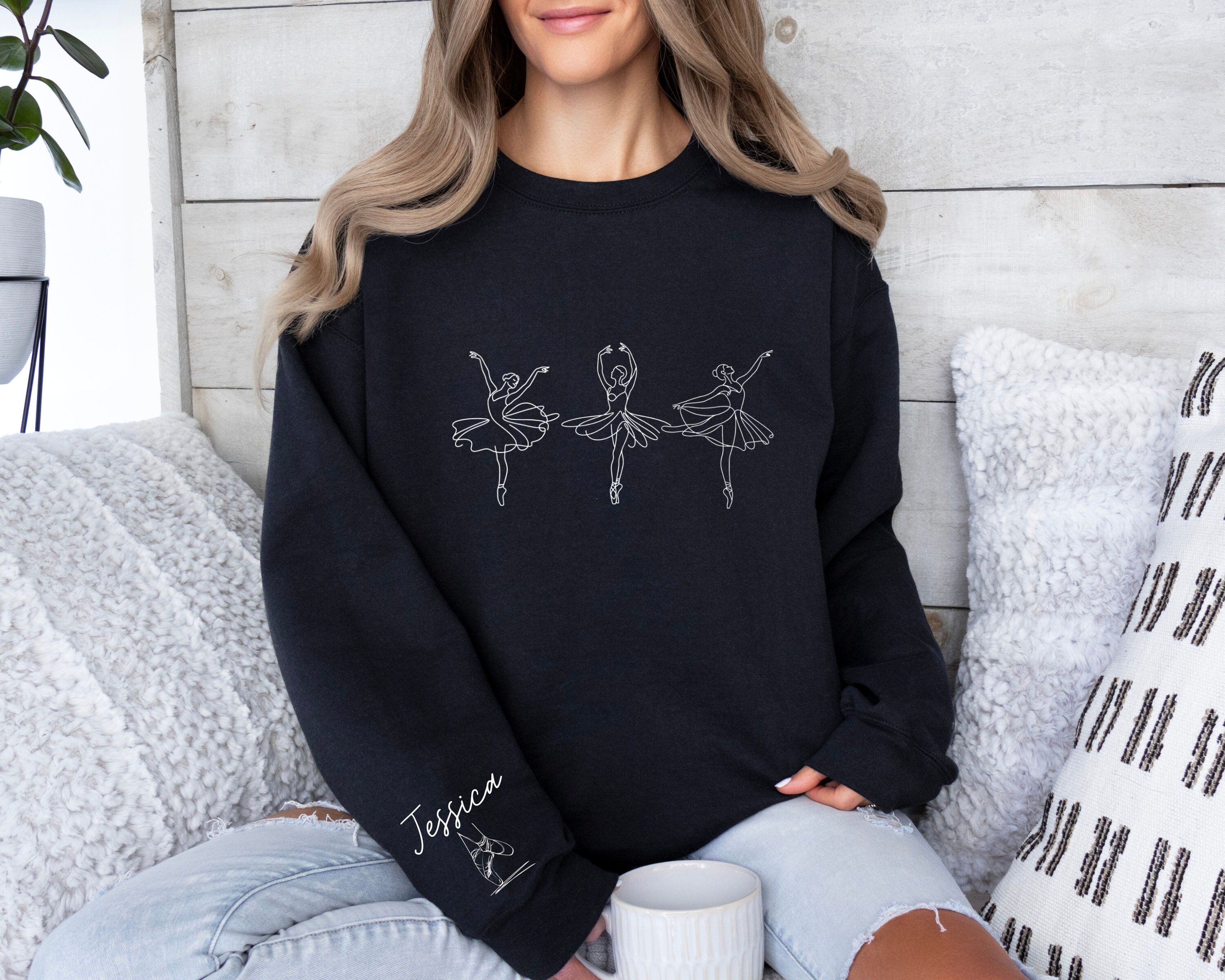 Personalized Name Ballet Sweatshirt, Custom Ballerina T-Shirt, Ballerina Tee, Dance Teacher Gift, Dance Mom Crewneck, Gift for Dancer