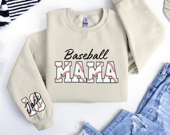 Custom Baseball Mama Sweatshirt,Baseball Mom Shirt with Number,Baseball Mom Custom Name,Game Day Hoodie,Custom Mom Sweater,Baseball Mom Gift