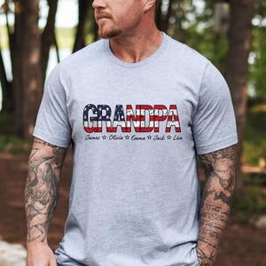 American Flag Grandpa Shirt,Personalized Grandpa Tee With Grandkids Names,Custom Grandpa Shirt,Grandpa Shirt,Father&#39;s Day Shirt,Grandpa Gift