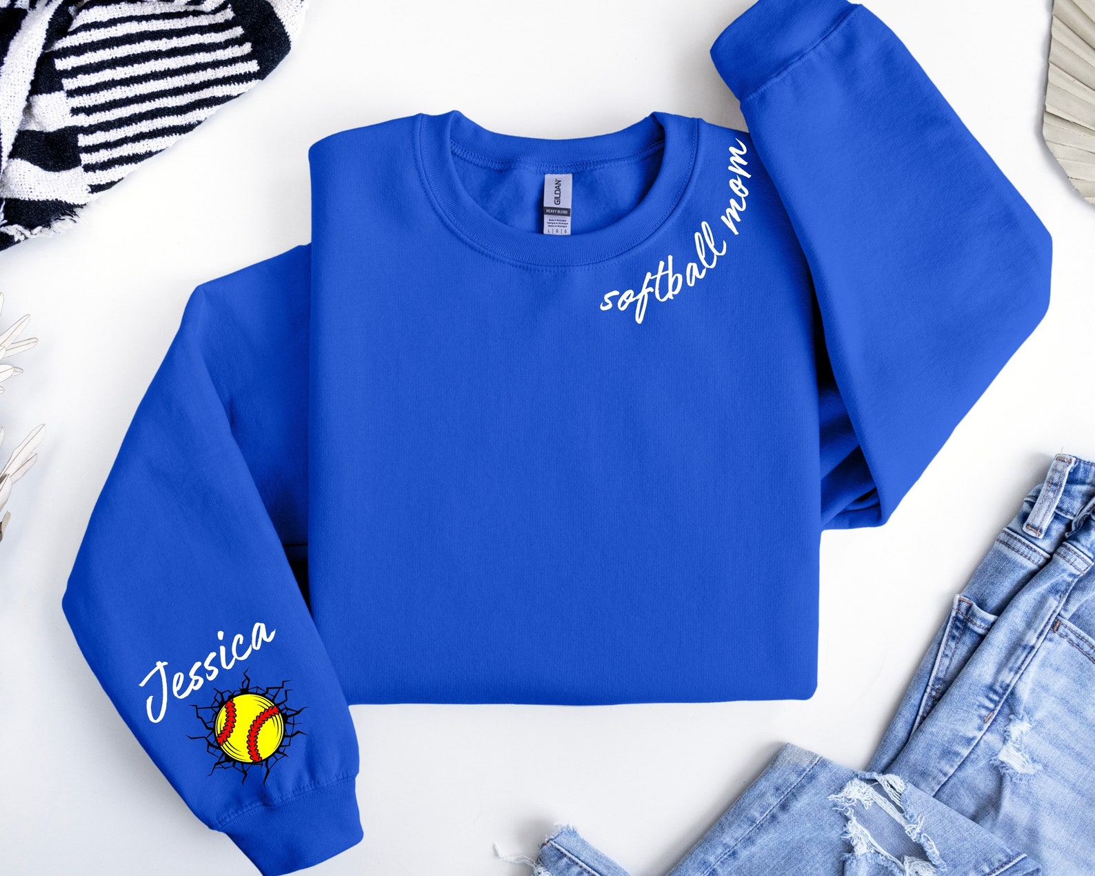 Custom Softball Mom Sweatshirt main image 0
