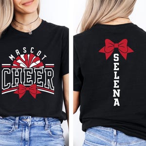Custom Cheer Mascot T-Shirt, Team colors Cheer Shirts, Personalized Cheer Shirt, Cheer Pompom Shirt, Cheer Mom with Name Shirt, Cheer Shirt