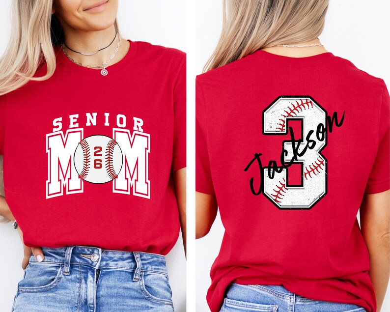 Senior Baseball Mom T-Shirt, Custom Senior Baseball Mom Shirt,Personalized Baseball Gift for Mom, Baseball Mom Gift,Senior Class of 2026 Tee image 6