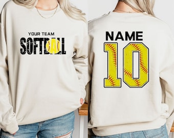 Softball Team Sweatshirt,Softball Custom Sweater,Softball Shirt with Custom Number and Name,Softball Mom Sweater,Personalized Softball Gifts