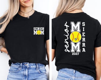 Senior Softball Mom T-Shirt ,Custom Softball Mom Shirt, Senior Softball 2027 Mom Shirt, Class of 2027 ,Custom Name Softball Shirt