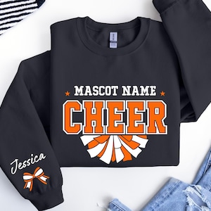 Custom Cheer Sweatshirt, Cheer Sweater, Cheer Squad Sweaters, Cheer Coach Sweater,Orange Cheer ,Megaphone Hoodie,Cheer Mom with Name Sweater