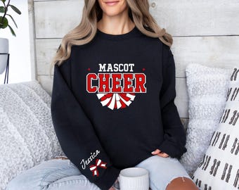 Sudadera personalizada para animadoras, suéter rojo y blanco, suéteres para el equipo de animadoras, suéter para animadoras, sudadera con megáfono, suéter para mamá animadora con nombre