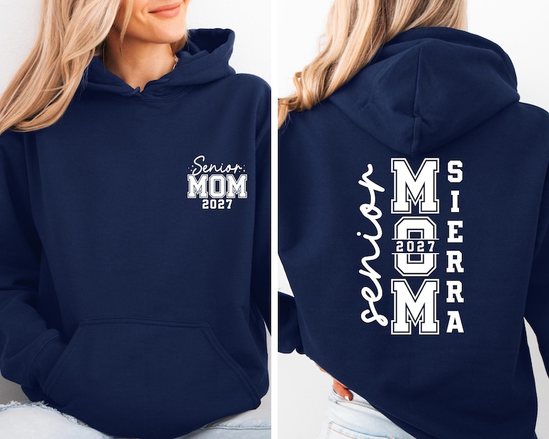 Sudadera Senior Mom 2027, Suéter personalizado para mamá de graduación 2027, Regalo de graduación para graduados, Conjunto a juego para la familia Senior Mom 2027, Sudadera de cuello redondo Clase del 27 imagen 9