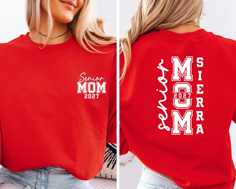 Sudadera Senior Mom 2027, Suéter personalizado para mamá de graduación 2027, Regalo de graduación para graduados, Conjunto a juego para la familia Senior Mom 2027, Sudadera de cuello redondo Clase del 27 imagen 8