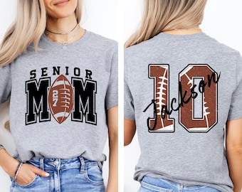 Senior Football Mom Shirt, Personalized Football Mom,Football Mom Shirt With Kids Name and Number,Senior Mom 2027 Football Tee,Class of 2027