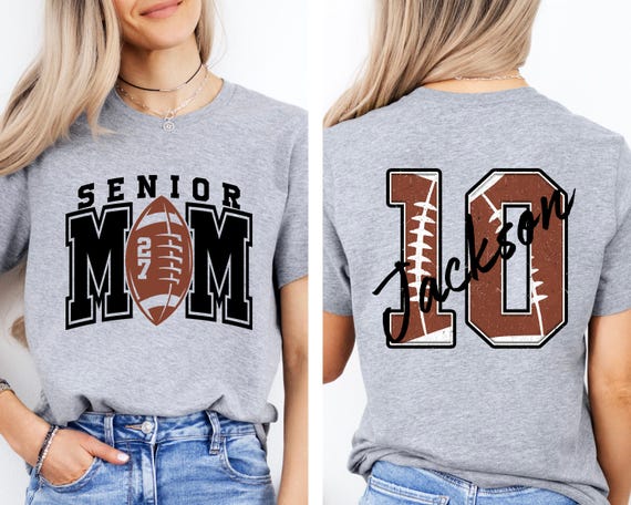 Senior Football Mom Shirt, Personalized Football Mom,Football Mom Shirt With Kids Name and Number,Senior Mom 2027 Football Tee,Class of 2027