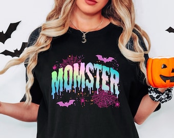 Neon Momster Halloween Shirt, Momster Shirt, Halloween Mom Shirt, Spooky Mama T-Shirt, Momster Shirt for Halloween, Funny Halloween Mama Tee