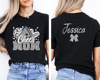 Cheer Mom Faux Glitter T-Shirt,Custom Cheer Mom T-Shirt, Cheer Mom Tee,Cheer Mom Gift,Custom Cheer Shirt,Cheer Mom with Name Shirt,Cheer Tee